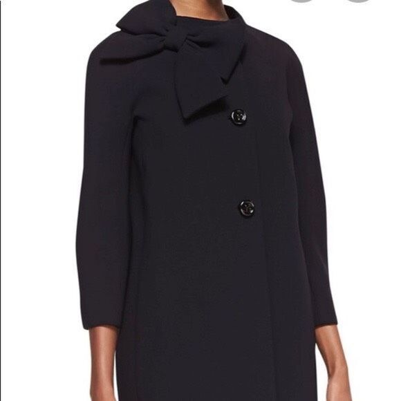Kate Spade Dorothy Bow Peacoat Dressy Overcoat Heavyweight Black Size 4 - Picture 2 of 15
